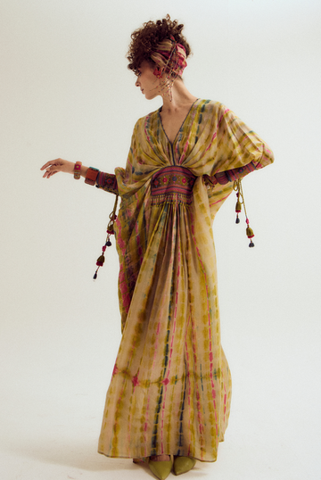 Daisy tie dye kaftan - ecru