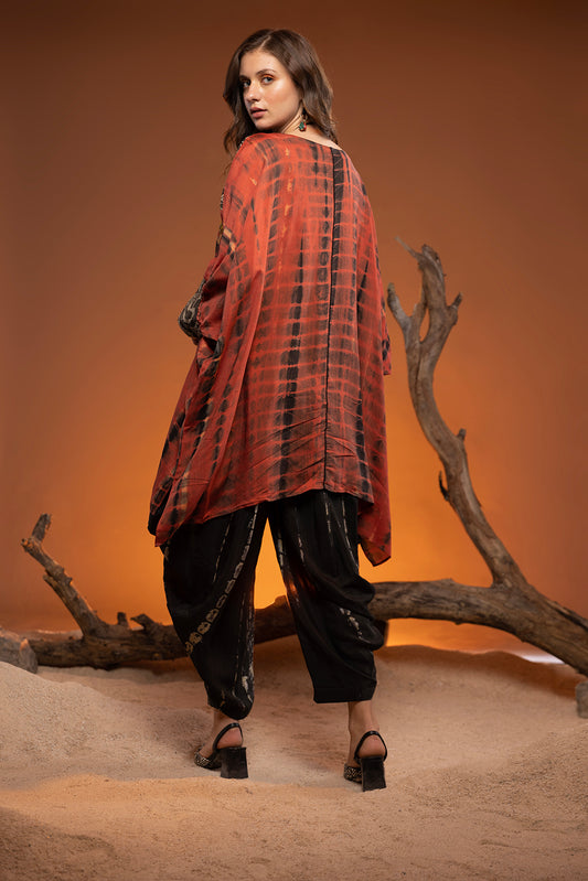 Antiaris Tunic Shirt With Dhoti Pant Orange