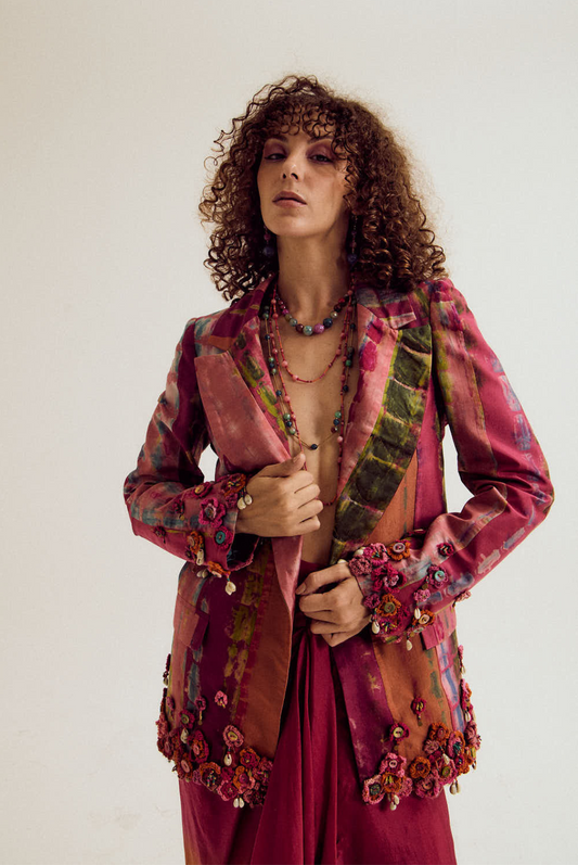 Laburnum tie dye blazer - fuchsia/peach