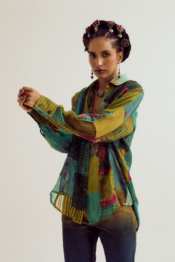 Paako patchwork shirt - green