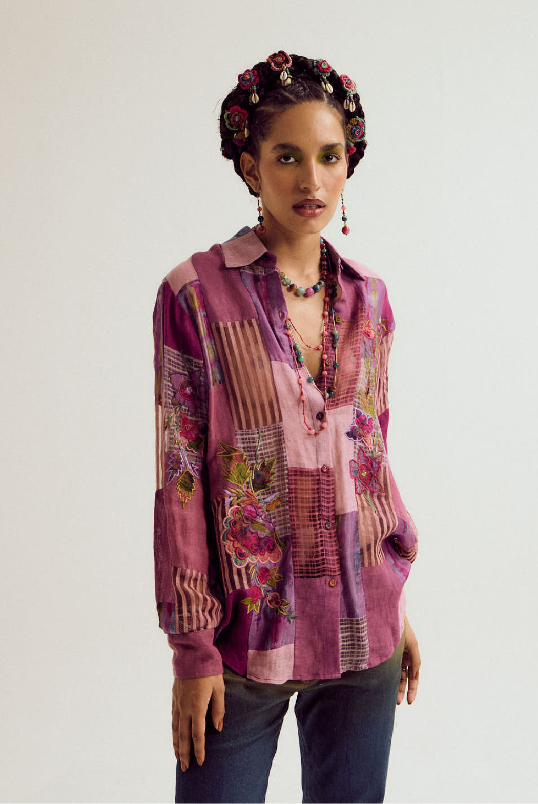 Paako patchwork shirt- lavender
