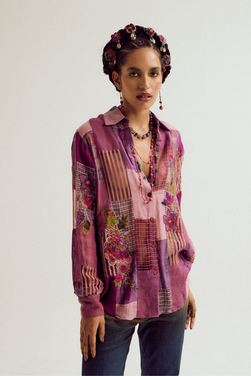 Paako patchwork shirt- lavender