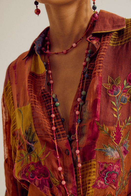 Paako patchwork shirt - rust orange