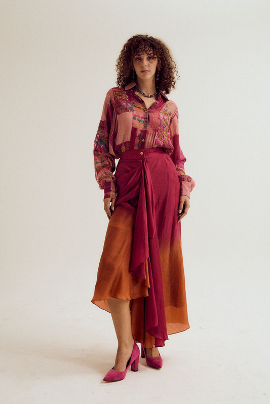 Vinca skirt- fuchsia/peach