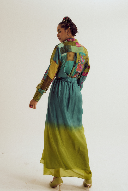 Vinca skirt- turq/green