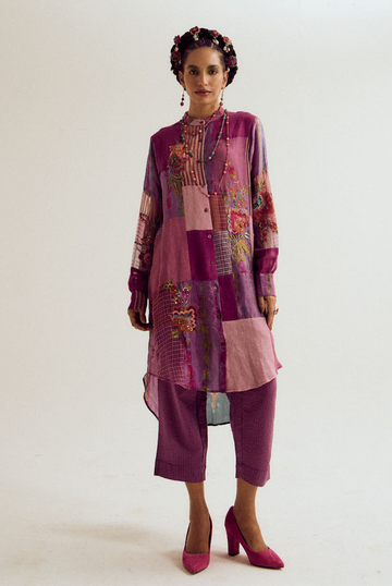 Shrub rose patchwork coord set- lavender/blue