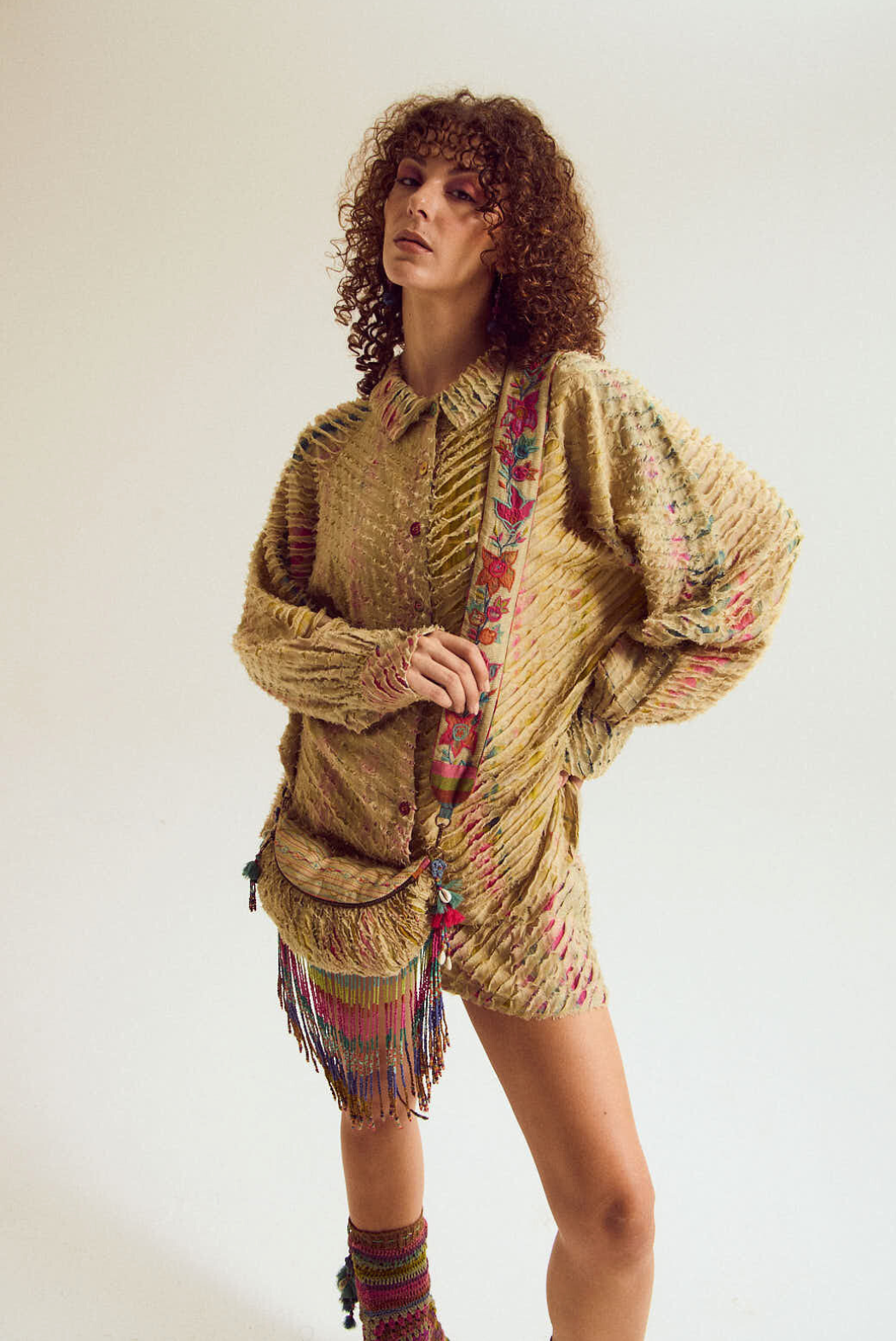 Petunia shirt with shorts set- ecru