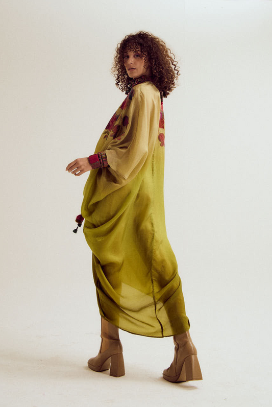 Cherr blossom kaftan- ecru/olive