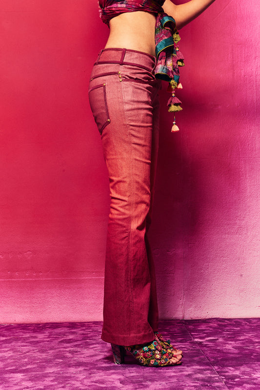 Zina Bell-Bottom Pant Fuchsia/Peach