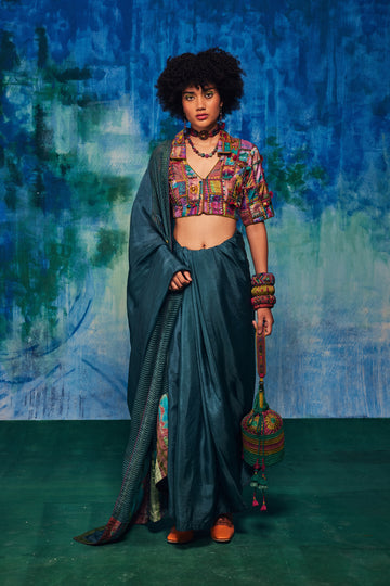 Kirti Saree Teal