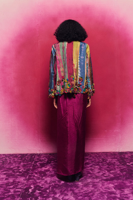 Ruafza Silk Skirt Fuchsia