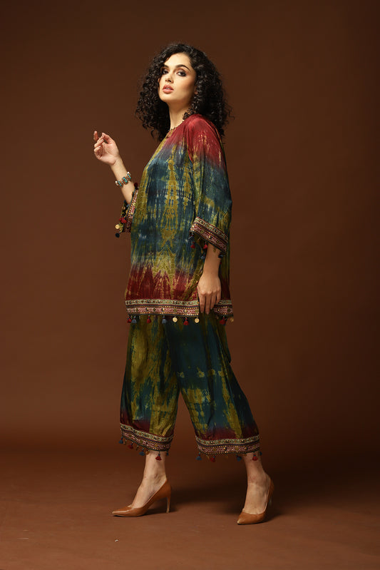 Khaalo Tunic Set Teal/Olive/Multi