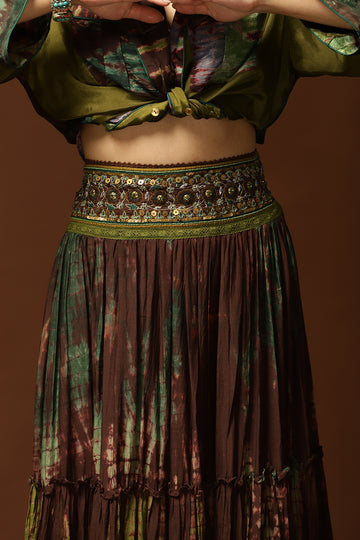 Sayoni Tie Dye Skirt Olive/Brown