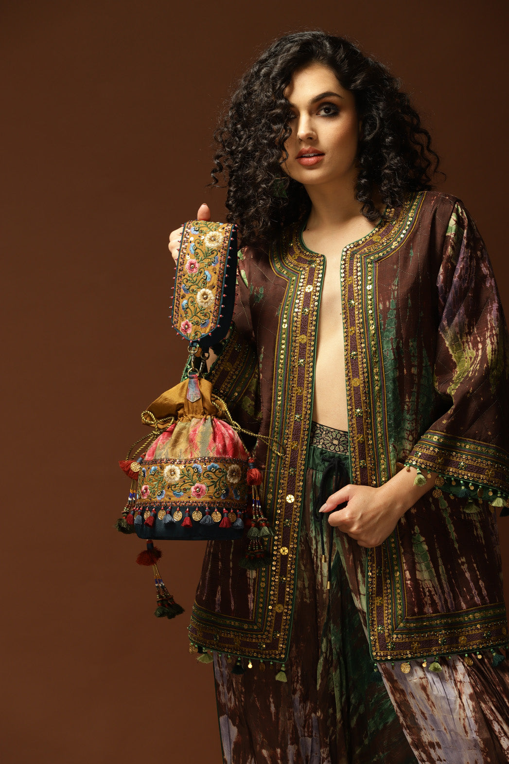 Poso Potli Bag Ochre/Multi