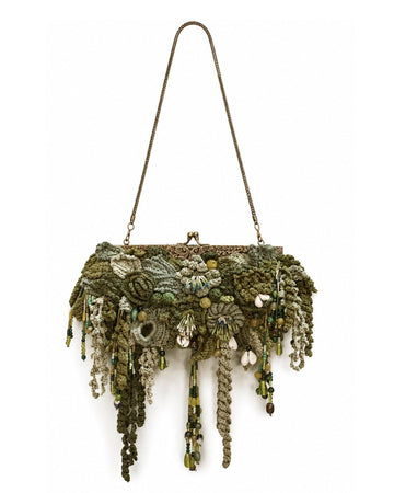 ORION CROCHET CLUTCH BAG - GREEN