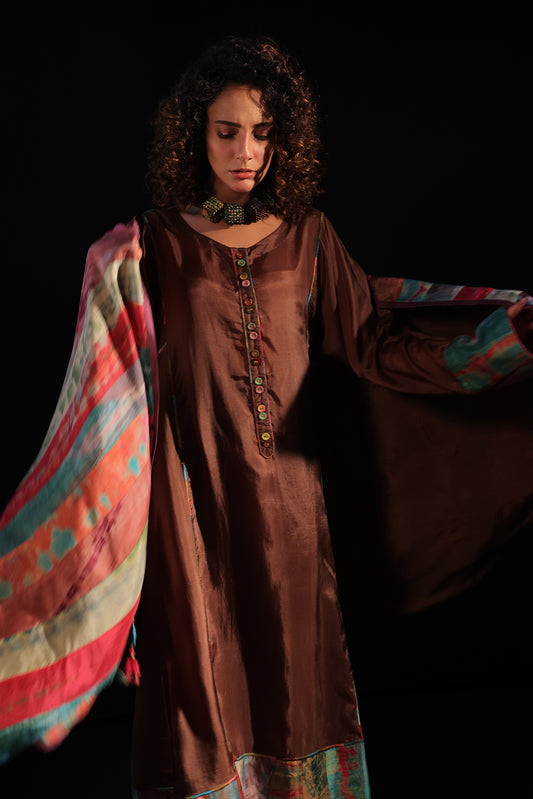 Rubab Tunic Set Rust Brown